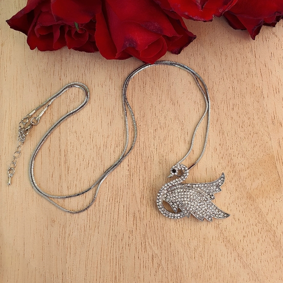 Swan Diamante Long Necklace - Picture 4 of 9